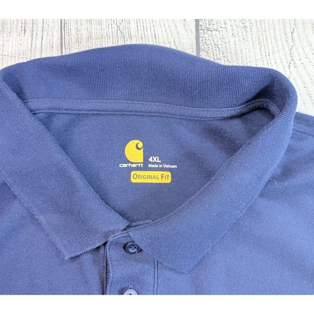 Carhartt Men’s Polo Shirt Logo Pocket Original Fit Short Sleeve Navy Size 4XL - Picture 6 of 6